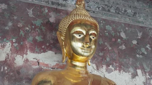 Gilded Buddha statue head in Wat Suthat Thepwararam, Bangkok