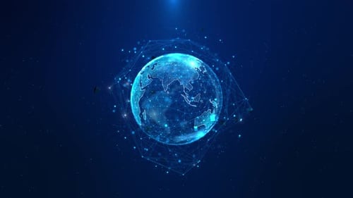 Futuristic Digital Earth Globe with Global Network Connection