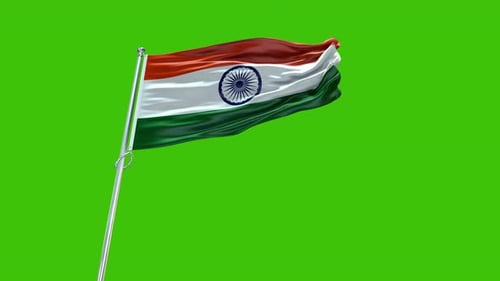 Realistic Indian Flag Waving on Green Screen
