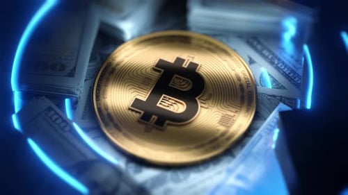 Futuristic Bitcoin Cryptocurrency Digital Economy Animation