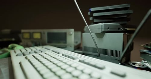 Explore the Intricate Details of Vintage Computer Hardware and Peripherals