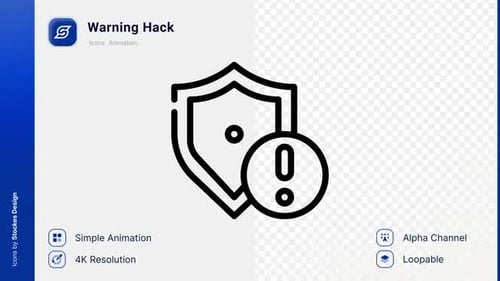 Minimal Line Art Shield Warning Icon Animation