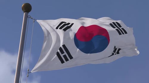 Flagge Südkoreas in Zeitlupe