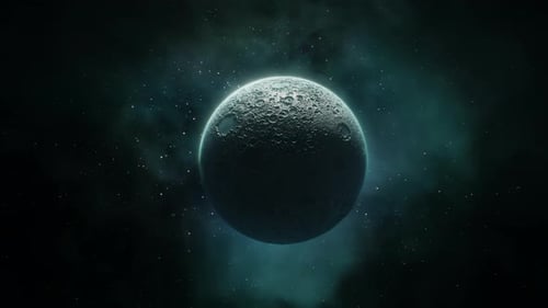 Realistic Rotating Planet and Orbiting Moon in Cosmic Nebula