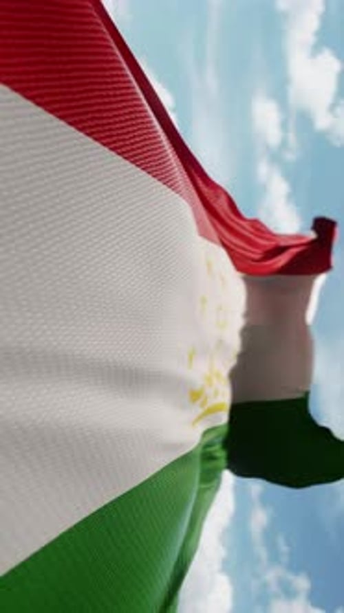 Tajikistan National Flag Waving in the Wind