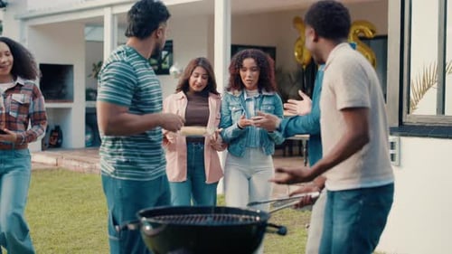 Group of Friends Celebrate Birthday Outdoors