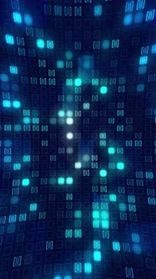 Vertical Video - Blue Data Lights Technology Background