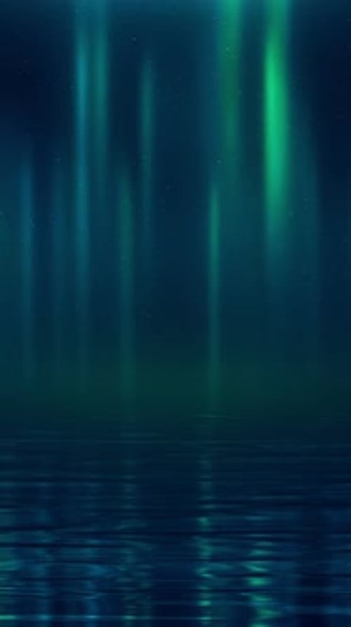 Night Aurora Borealis Over the Water Against the Background of the Starry Sky