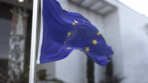 Realistic European Union Flag Waving Animation