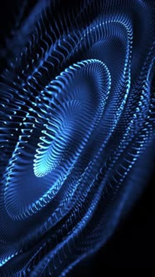 Abstract Blue Particles Flowing Digital Waves Loop Background