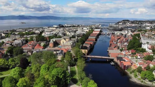 Aerial: Trondheim and Nidelva river