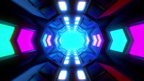 Dark Futuristic Neon Hallway