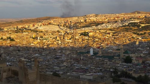 Panoramic View of Fes at the Sunset, Morocco