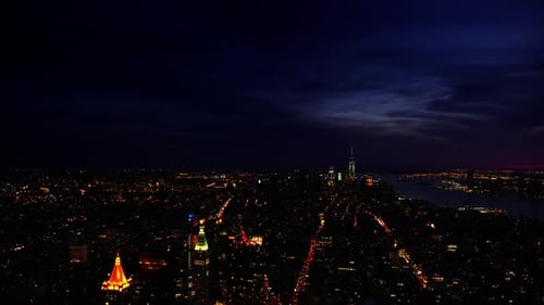 New York City Manhattan City Skyline time lapse with Freedom Tower / One World Trade Center shot in