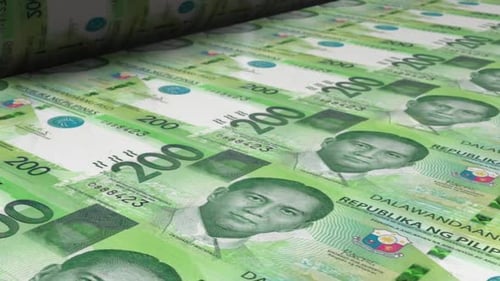 Printing 200 Philippine Peso Banknotes Financial Animation