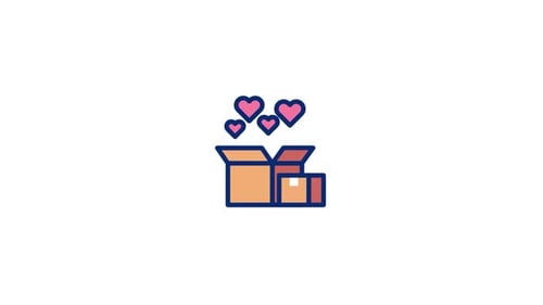 Animated Gift Boxes with Floating Hearts Icon