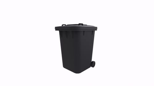 3D Rotating Black Trash Can Animation