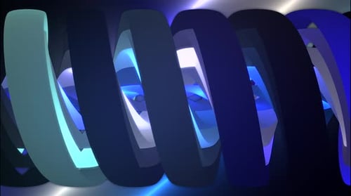 Abstract Rotating Spiral Rings Glowing Motion Background