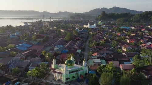 AH - Aerial View of Small Coastal Village