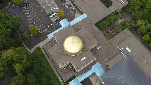 Aerial angle still shot of St. Mary's Orthodox Church.