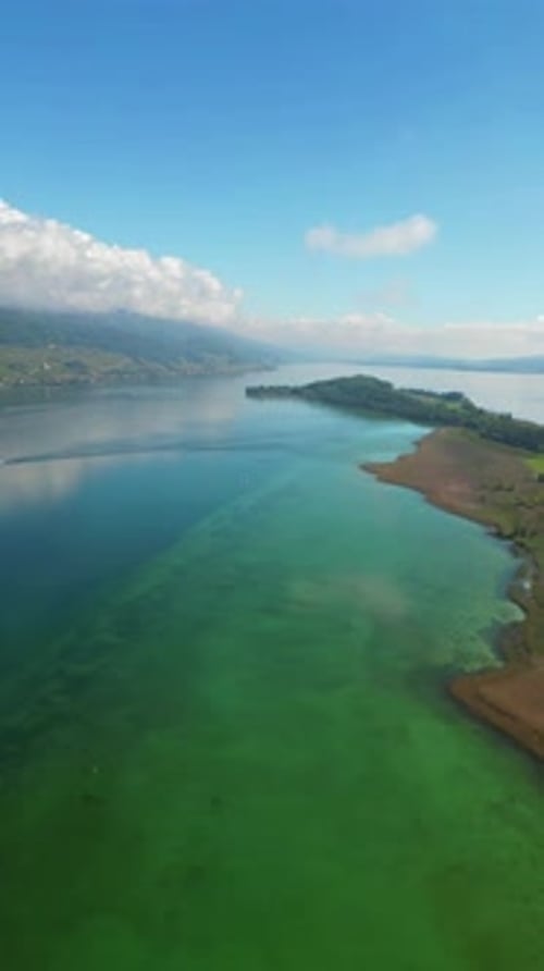 Lake Biel St. Peter's Island in Switzerland aerial drone Swiss beautiful landscape
