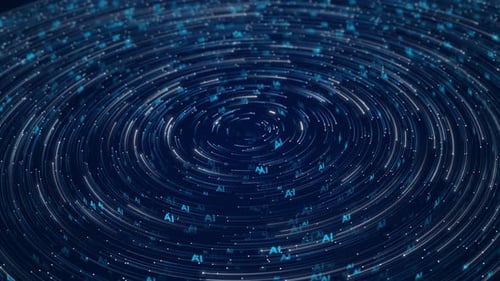 Abstract Blue AI Data Network Circular Animation