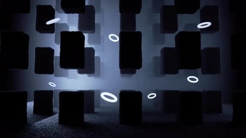 Looped Objects Rotating In Foggy Ground