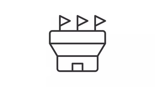 Animated Flat Design Stadium Icon with Waving Flags