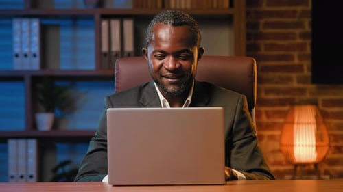Focused Man Typing on Laptop at Home Office Successful Businessman Entrepreneur Working on Internet