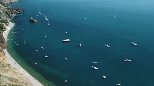 Aerial Yacht on Calm Sea