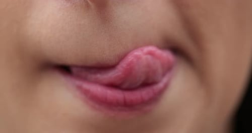 Close Up Of Mouth with Tongue Movement