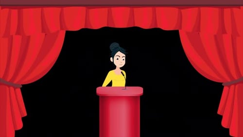 Woman Ready To Speaking At The Tribune On Alpha Channel 4K