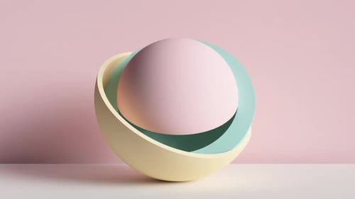 3D-Ball versteckt in bunten Halbkugeln