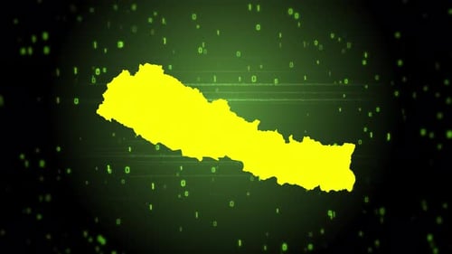 Nepal Map Reveal with Futuristic Digital Glitch Effect