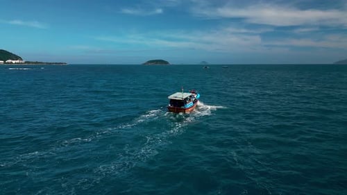 Fishermen Come Out of the Boat Bay On a Sunny Morning a Fishing Boat Hurries Out to Sea for a Catch