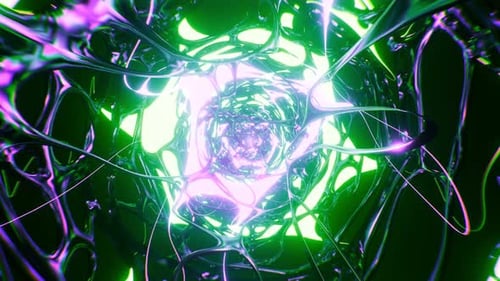 Time Travel through futuristic tunnel. Abstract background with neon lights