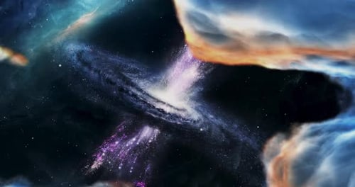 Cosmic Nebula Tunnel with Distant Galaxy Animation