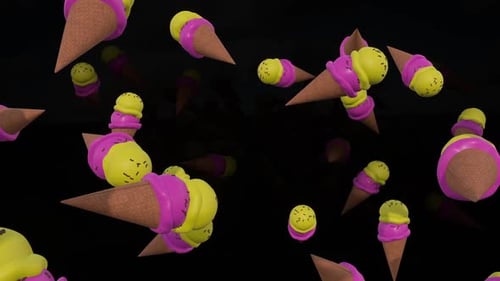 Falling Ice Cream Cones Animated Background