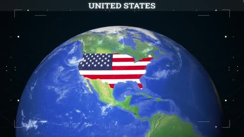 Karte der Vereinigten Staaten von der Erde mit Flagge