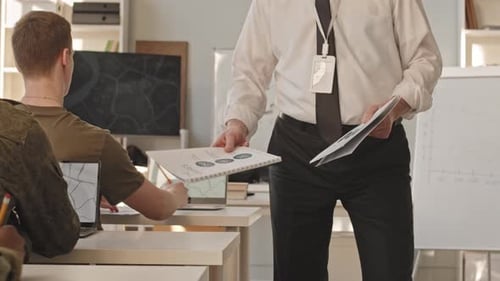 Group of Cadets Studying at Military Academy