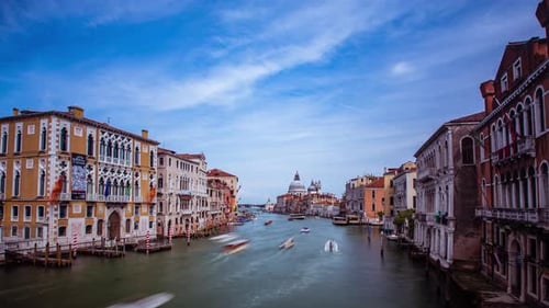 Time Lapse - Canal Grande and Basilica di Santa Maria della Salute Venice Italy - 4K