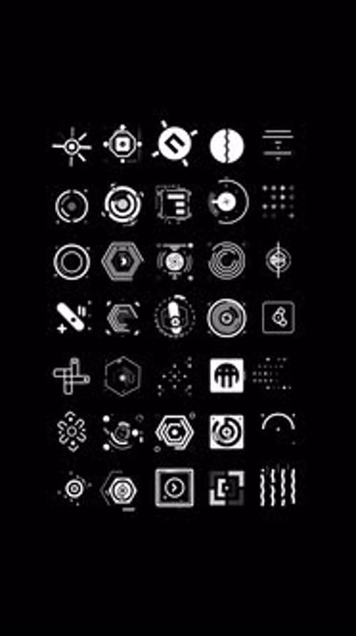 White On Black Digital Hud Icons