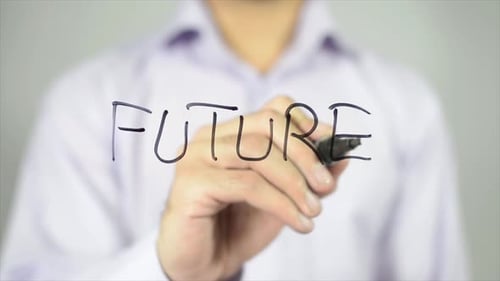 Hand Writes Future with Marker Close Up