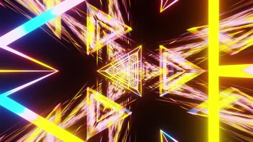 Bright Triangle New Tunnel Yellow Neon Vj Loop Background