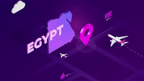 Egypt Infographic Isometric Map Background 4K