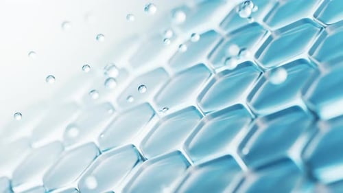 Abstract Hexagon Grid with Water Drops for Science and Hydration