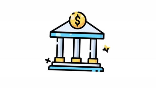 Bank icon with a dollar sign on top