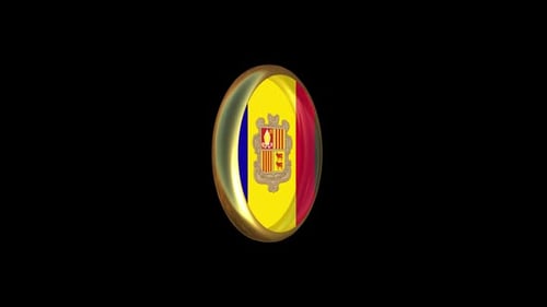 Andorra National Flag 3D Spinning Button Animation