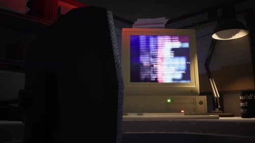 Hacking A Computer System In A Dark Office