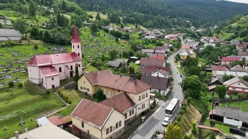 Aerial view of the village of Zakarovce in Slovakia
